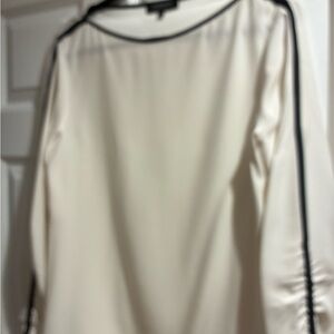 Lafayette 148 New York Cream Top with Black Accents